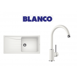 Blanco Sona 6 S XL  Tek Gözlü Tezgah Üstü Beyaz Granit Evye + Blanco Mida Spiralsiz Beyaz Armatur Kampanyası