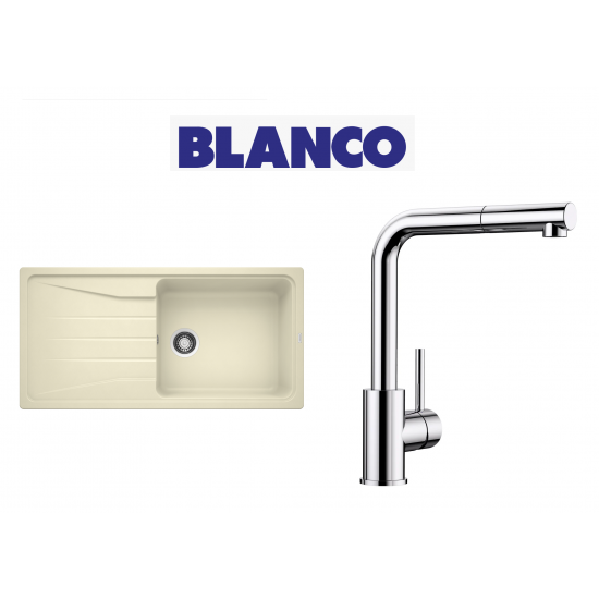 Blanco Sona 6 S XL  Tek Gözlü Tezgah Üstü Jasmin Granit Evye + Blanco Mila S Spiralli İnox Çelik Armatur Kampanyası