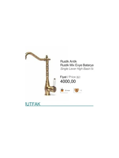 Arıtmalı Rustik Antik Mix Evye Bataryası