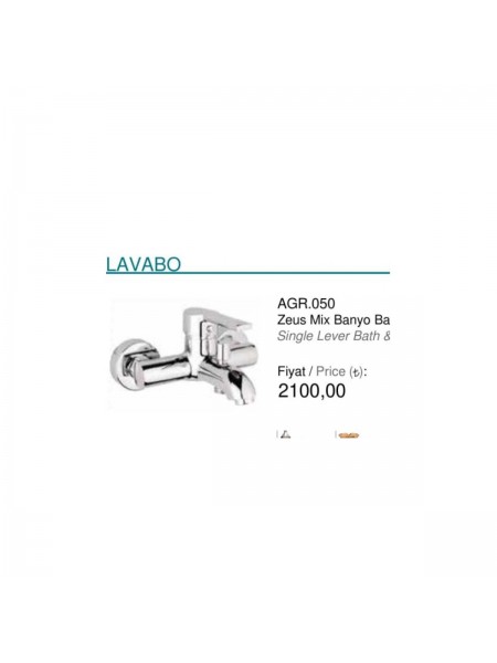AGR.050 Zeus Mix Banyo Bataryası AGR.050 Zeus Mix Banyo Bataryası
