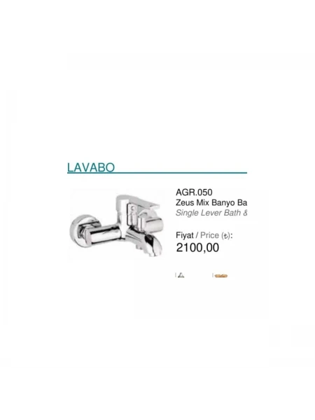 AGR.050 Zeus Mix Banyo Bataryası AGR.050 Zeus Mix Banyo Bataryası