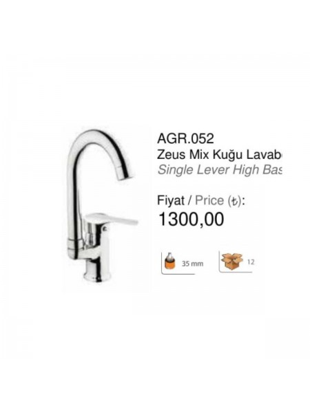 AGR.052 Zeus Mix Kuğu Lavabo Bataryası AGR.052 Zeus Mix Kuğu Lavabo Bataryası