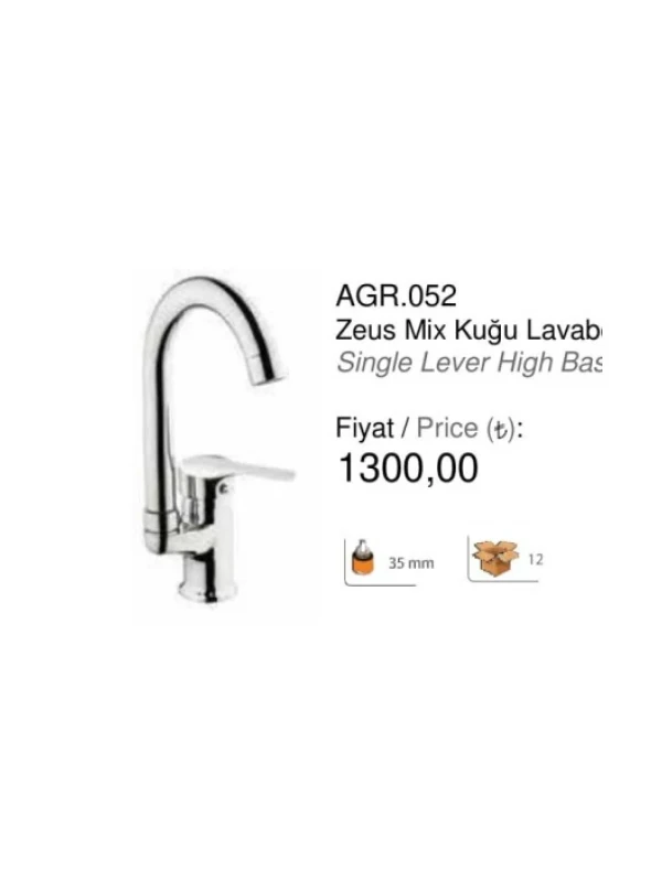 AGR.052 Zeus Mix Kuğu Lavabo Bataryası AGR.052 Zeus Mix Kuğu Lavabo Bataryası