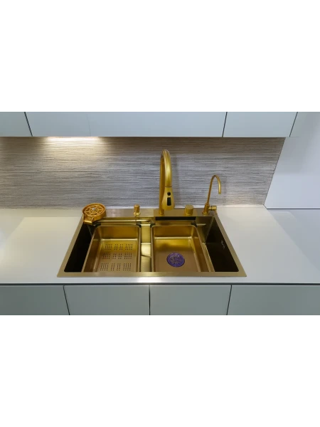GL General Fonksiyonel Şelale Ekonomik Model Gold 75 cm Akıllı Evye