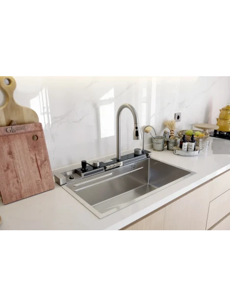 GL General Fonksiyonel Şelale Premium Model Silver 75 cm Akıllı Evye GL General Fonksiyonel Şelale Premium Model Silver 75 cm Akıllı Evye
