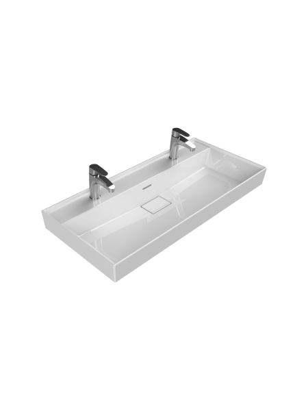 Etajerli Lavabo, Sharp, 100x48 cm (Çift Batarya Delikli)