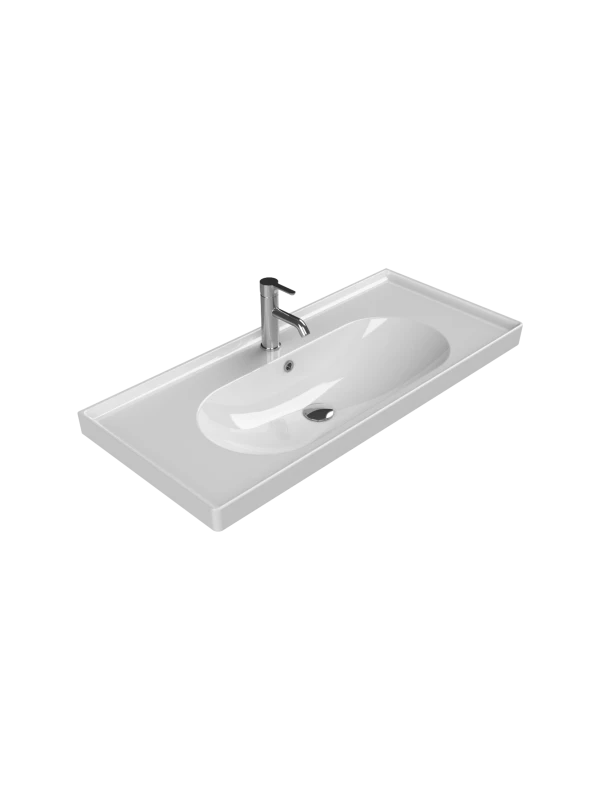 Turkuaz Cerestyle Etajerli Lavabo, Arya, 100x45 cm Seramik Lavabo Turkuaz Cerestyle Etajerli Lavabo, Arya, 100x45 cm Seramik Lavabo