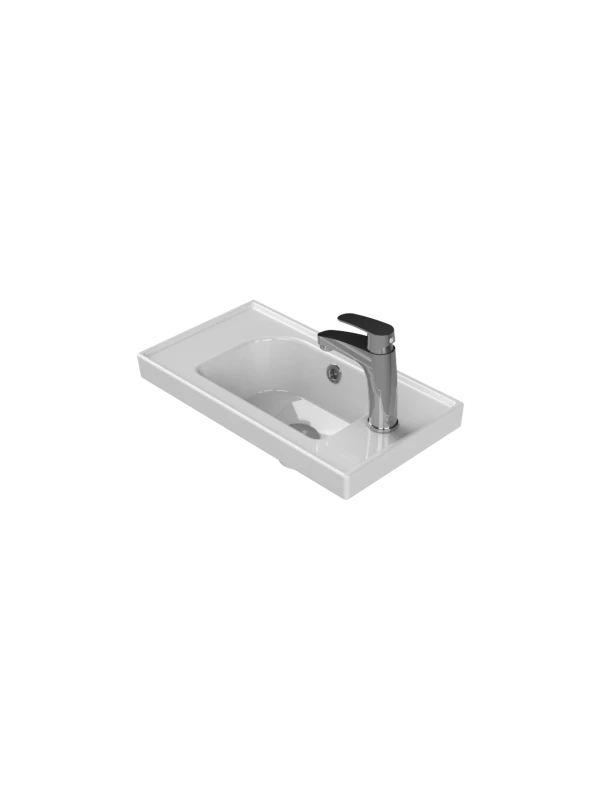 Turkuaz Cerestyle Etajerli Lavabo, Frame, 50x28 cm (Sağdan Batarya Delikli) Seramik Lavabo Turkuaz Cerestyle Etajerli Lavabo, Frame, 50x28 cm (Sağdan Batarya Delikli) Seramik Lavabo