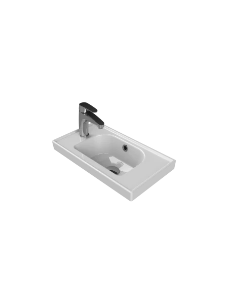 Turkuaz Cerestyle Etajerli Lavabo, Frame, 50x28 cm (Soldan Batarya Delikli) Seramik Lavabo