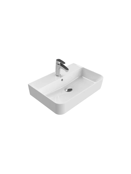 Turkuaz Cerestyle Etajerli Lavabo, Hera 60x42 cm (Duvara Sıfır) Seramik Lavabo