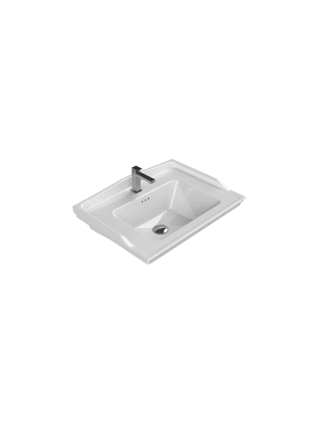 Turkuaz Cerestyle Etajerli Lavabo, Kapadokya, 65x48 cm Seramik Lavabo