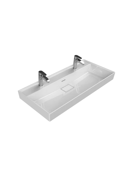 Turkuaz Cerestyle Etajerli Lavabo, Sharp, 100x48 cm (Çift Batarya Delikli) Seramik Lavabo