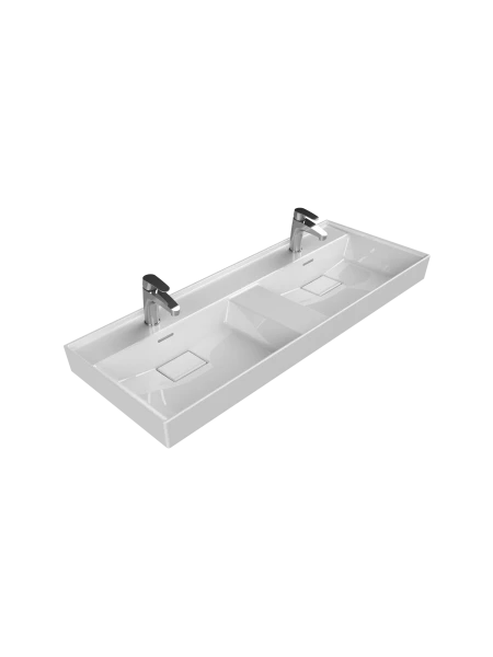 Turkuaz Cerestyle Etajerli Lavabo, Sharp, 120x48 cm (Çift Hazneli) Seramik Lavabo