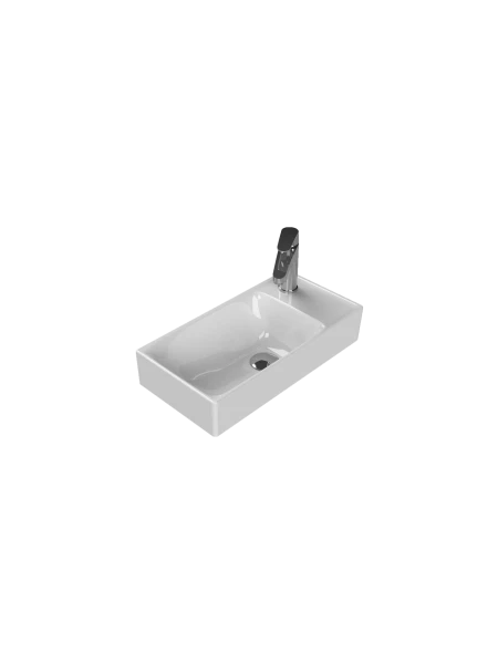 Turkuaz Cerestyle Etajerli Lavabo, Sharp, 50x25 cm (Sağdan Batarya Delikli) Seramik Lavabo