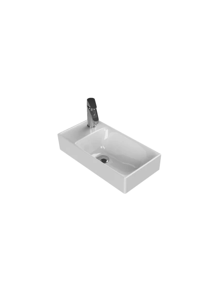 Turkuaz Cerestyle Etajerli Lavabo, Sharp, 50x25 cm (Soldan Batarya Delikli) Seramik Lavabo