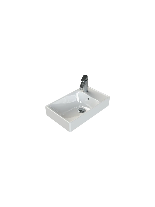 Turkuaz Cerestyle Etajerli Lavabo, Sharp, 50x30 cm Seramik Lavabo