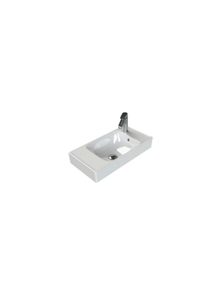 Turkuaz Cerestyle Etajerli Lavabo, Sharp, 60x30 cm (Sağdan Batarya Delikli) Seramik Lavabo
