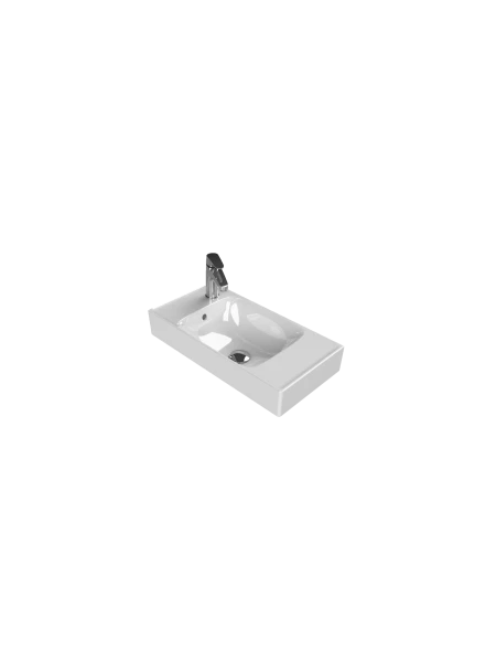 Turkuaz Cerestyle Etajerli Lavabo, Sharp, 60x30 cm (Soldan Batarya Delikli) Seramik Lavabo