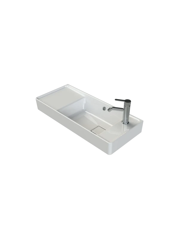Turkuaz Cerestyle Etajerli Lavabo, Sharp, 80x35 cm Seramik Lavabo