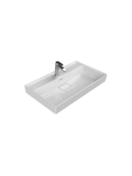 Turkuaz Cerestyle Etajerli Lavabo, Sharp, 80x48 cm Seramik Lavabo