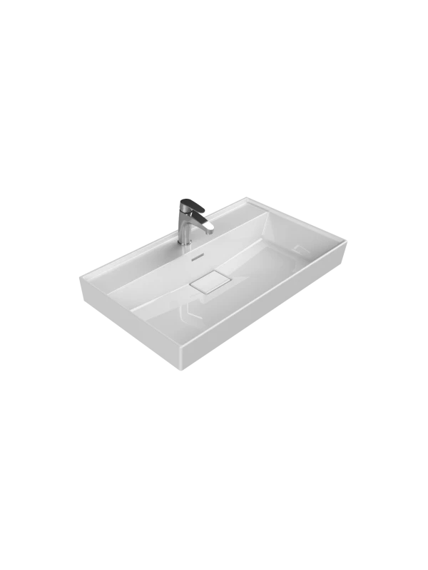 Turkuaz Cerestyle Etajerli Lavabo, Sharp, 80x48 cm Seramik Lavabo