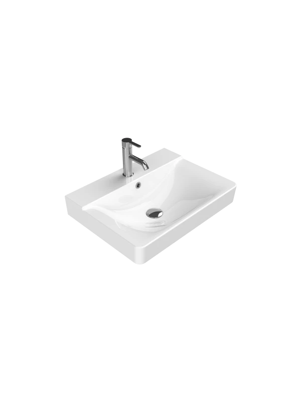 Turkuaz Cerestyle Etajerli Lavabo, Yeni Mona, 60x45 cm Seramik Lavabo