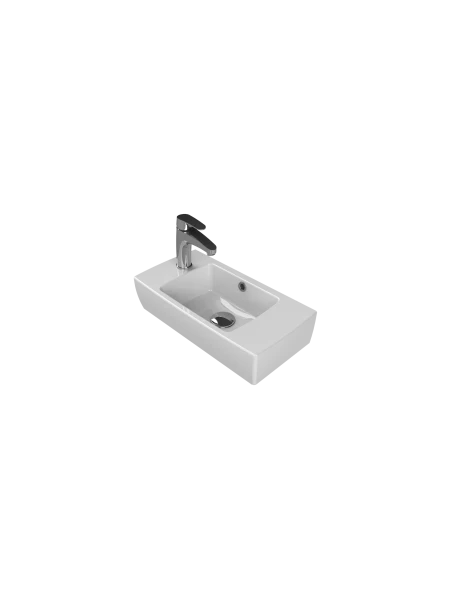 Turkuaz Cerestyle Tezgah Üstü Lavabo, City, 25x50 cm (Batarya Deliği Solda) Seramik Lavabo
