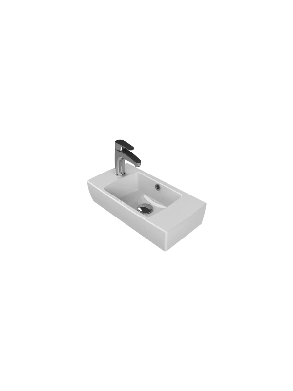 Turkuaz Cerestyle Tezgah &Uuml;st&uuml; Lavabo, City, 25x50 cm (Batarya Deliği Solda) Seramik Lavabo