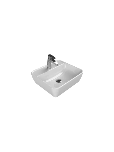 Turkuaz Cerestyle Tezgah Üstü Lavabo, One, 46x42 cm (Batarya Delikli) Seramik Lavabo