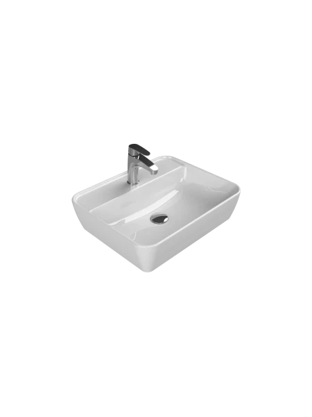 Turkuaz Cerestyle Tezgah Üstü Lavabo, One, 55x45 cm, Batarya Delikli Seramik Lavabo