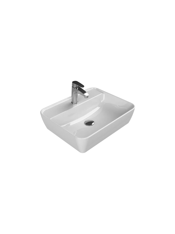 Turkuaz Cerestyle Tezgah &Uuml;st&uuml; Lavabo, One, 55x45 cm, Batarya Delikli Seramik Lavabo