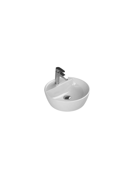 Turkuaz Cerestyle Tezgah Üstü Lavabo, One, Ø42 cm, Batarya Delikli Seramik Lavabo