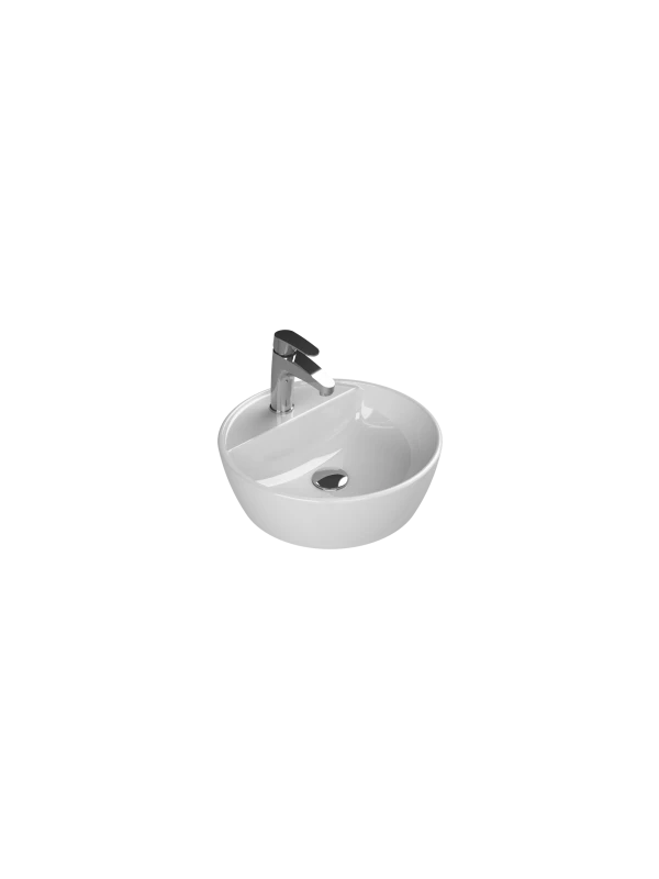 Turkuaz Cerestyle Tezgah &Uuml;st&uuml; Lavabo, One, &Oslash;42 cm, Batarya Delikli Seramik Lavabo